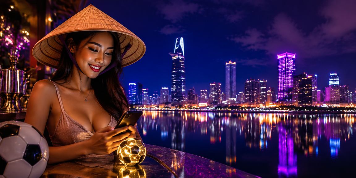 Người dùng tại TP. Hồ Chí Minh đội nón lá theo dõi bóng đá và đặt kèo trực tuyến
